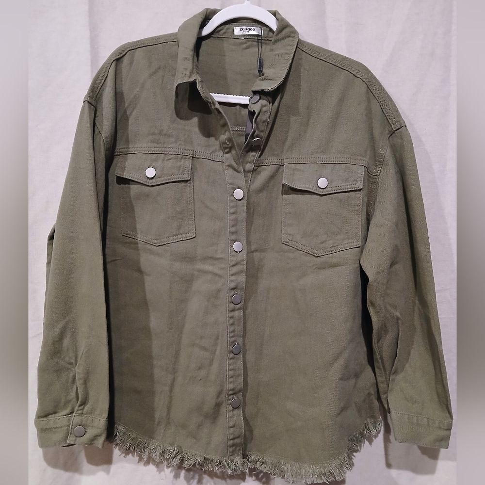 Zeagoo XL Olive Green Button-Up Jacket